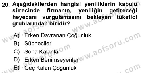 Reklamcılık Dersi 2025 - 2026 Yılı (Final) Dönem Sonu Sınav Soruları 20. Soru