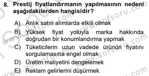 Reklamcılık Dersi 2025 - 2026 Yılı (Final) Dönem Sonu Sınav Soruları 8. Soru