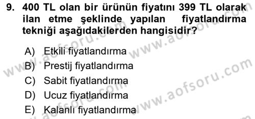 Reklamcılık Dersi 2025 - 2026 Yılı (Final) Dönem Sonu Sınav Soruları 9. Soru