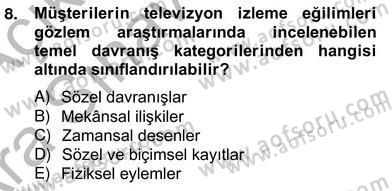 Marka İletişiminde Analiz ve Araştırma 2 Dersi 2012 - 2013 Yılı (Vize) Ara Sınav Soruları 8. Soru