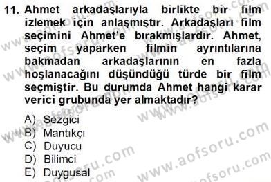 Marka İletişiminde Analiz ve Araştırma 2 Dersi 2012 - 2013 Yılı (Final) Dönem Sonu Sınav Soruları 11. Soru