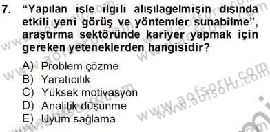 Marka İletişiminde Analiz ve Araştırma 2 Dersi 2012 - 2013 Yılı (Final) Dönem Sonu Sınav Soruları 7. Soru