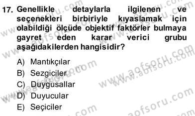 Marka İletişiminde Analiz ve Araştırma 2 Dersi 2013 - 2014 Yılı (Vize) Ara Sınav Soruları 17. Soru