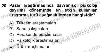 Marka İletişiminde Analiz ve Araştırma 2 Dersi 2013 - 2014 Yılı (Final) Dönem Sonu Sınav Soruları 20. Soru