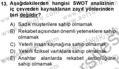 Marka İletişiminde Analiz ve Araştırma 2 Dersi 2013 - 2014 Yılı Tek Ders Sınav Soruları 13. Soru