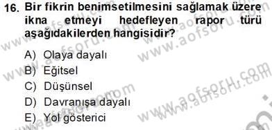 Marka İletişiminde Analiz ve Araştırma 2 Dersi 2013 - 2014 Yılı Tek Ders Sınav Soruları 16. Soru
