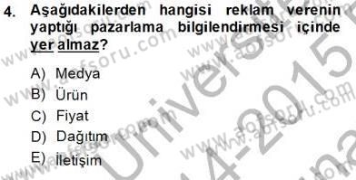 Marka İletişiminde Analiz ve Araştırma 2 Dersi 2014 - 2015 Yılı (Vize) Ara Sınav Soruları 4. Soru