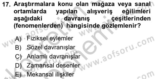 Marka İletişiminde Analiz ve Araştırma 2 Dersi 2016 - 2017 Yılı (Vize) Ara Sınav Soruları 17. Soru