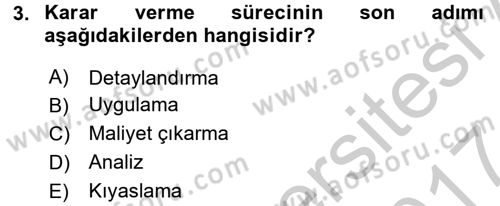 Marka İletişiminde Analiz ve Araştırma 2 Dersi 2016 - 2017 Yılı (Vize) Ara Sınav Soruları 3. Soru