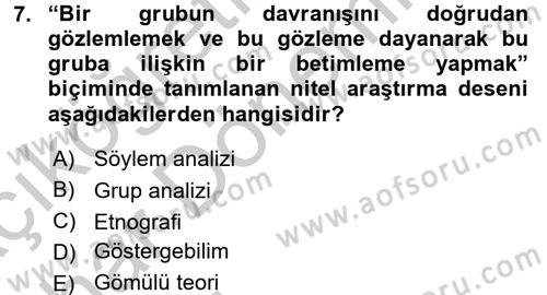 Marka İletişiminde Analiz ve Araştırma 2 Dersi 2016 - 2017 Yılı (Vize) Ara Sınav Soruları 7. Soru