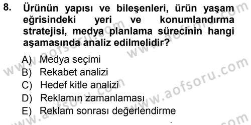 Medya Planlama Dersi Ara Sınavı Deneme Sınav Soruları 8. Soru