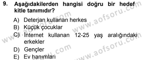 Medya Planlama Dersi Ara Sınavı Deneme Sınav Soruları 9. Soru