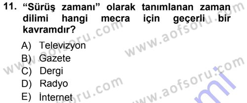 Medya Planlama Dersi 2012 - 2013 Yılı (Final) Dönem Sonu Sınav Soruları 11. Soru