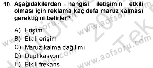 Medya Planlama Dersi 2013 - 2014 Yılı Tek Ders Sınav Soruları 10. Soru