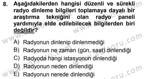 Medya Planlama Dersi 2013 - 2014 Yılı Tek Ders Sınav Soruları 8. Soru