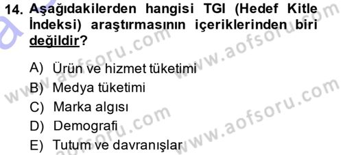 Medya Planlama Dersi Ara Sınavı Deneme Sınav Soruları 14. Soru