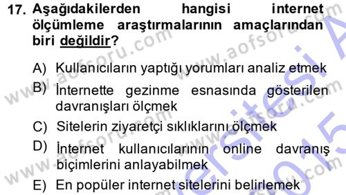 Medya Planlama Dersi Ara Sınavı Deneme Sınav Soruları 17. Soru