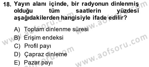 Medya Planlama Dersi Ara Sınavı Deneme Sınav Soruları 18. Soru