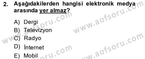 Medya Planlama Dersi Ara Sınavı Deneme Sınav Soruları 2. Soru