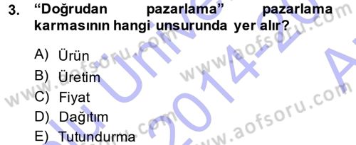 Medya Planlama Dersi Ara Sınavı Deneme Sınav Soruları 3. Soru