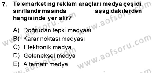 Medya Planlama Dersi Ara Sınavı Deneme Sınav Soruları 7. Soru