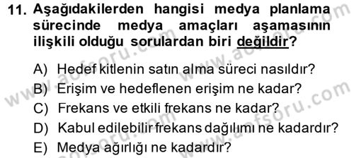 Medya Planlama Dersi 2014 - 2015 Yılı (Final) Dönem Sonu Sınav Soruları 11. Soru