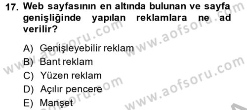 Medya Planlama Dersi 2014 - 2015 Yılı (Final) Dönem Sonu Sınav Soruları 17. Soru