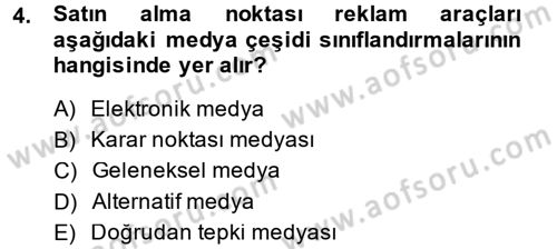 Medya Planlama Dersi 2014 - 2015 Yılı (Final) Dönem Sonu Sınav Soruları 4. Soru