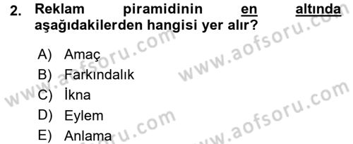 Medya Planlama Dersi Ara Sınavı Deneme Sınav Soruları 2. Soru