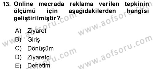 Medya Planlama Dersi 2015 - 2016 Yılı (Final) Dönem Sonu Sınav Soruları 13. Soru