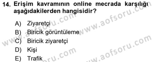 Medya Planlama Dersi 2015 - 2016 Yılı (Final) Dönem Sonu Sınav Soruları 14. Soru