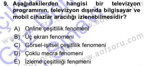 Medya Planlama Dersi 2015 - 2016 Yılı (Final) Dönem Sonu Sınav Soruları 9. Soru