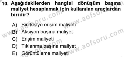 Medya Planlama Dersi 2016 - 2017 Yılı 3 Ders Sınav Soruları 10. Soru