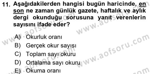 Medya Planlama Dersi 2016 - 2017 Yılı 3 Ders Sınav Soruları 11. Soru