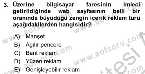 Medya Planlama Dersi 2016 - 2017 Yılı 3 Ders Sınav Soruları 3. Soru