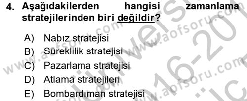 Medya Planlama Dersi 2016 - 2017 Yılı 3 Ders Sınav Soruları 4. Soru