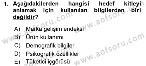 Medya Planlama Dersi 2016 - 2017 Yılı (Final) Dönem Sonu Sınav Soruları 1. Soru