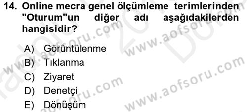 Medya Planlama Dersi 2016 - 2017 Yılı (Final) Dönem Sonu Sınav Soruları 14. Soru