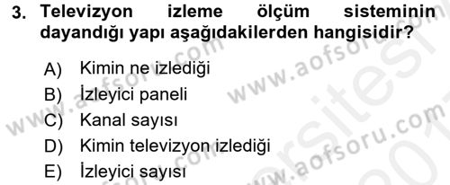 Medya Planlama Dersi 2016 - 2017 Yılı (Final) Dönem Sonu Sınav Soruları 3. Soru