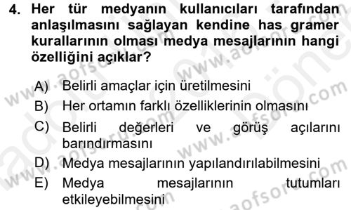 Medya Planlama Dersi 2016 - 2017 Yılı (Final) Dönem Sonu Sınav Soruları 4. Soru