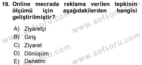 Medya Planlama Dersi 2017 - 2018 Yılı 3 Ders Sınav Soruları 19. Soru