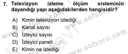 Medya Planlama Dersi 2017 - 2018 Yılı 3 Ders Sınav Soruları 7. Soru