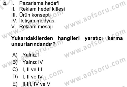 Medya Planlama Dersi Ara Sınavı Deneme Sınav Soruları 4. Soru
