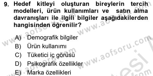 Medya Planlama Dersi Ara Sınavı Deneme Sınav Soruları 9. Soru