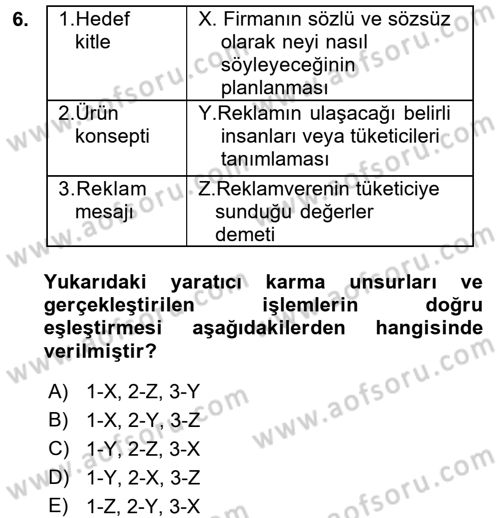 Medya Planlama Dersi 2017 - 2018 Yılı (Final) Dönem Sonu Sınav Soruları 6. Soru