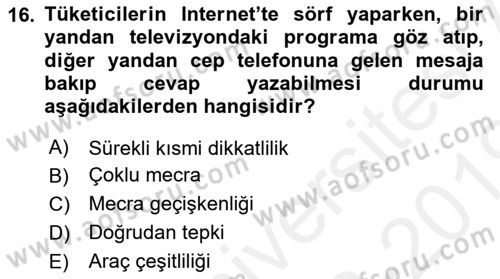 Medya Planlama Dersi 2018 - 2019 Yılı (Vize) Ara Sınavı 16. Soru