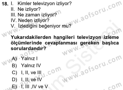 Medya Planlama Dersi Ara Sınavı Deneme Sınav Soruları 18. Soru