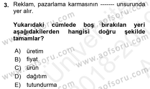 Medya Planlama Dersi Ara Sınavı Deneme Sınav Soruları 3. Soru
