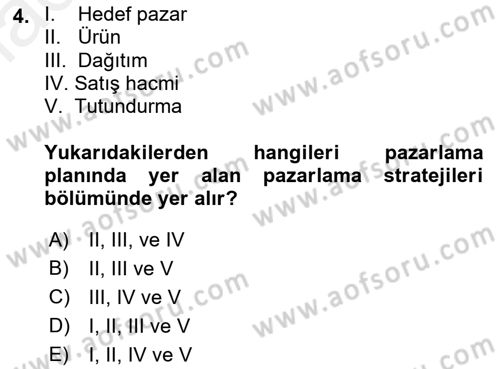 Medya Planlama Dersi Ara Sınavı Deneme Sınav Soruları 4. Soru
