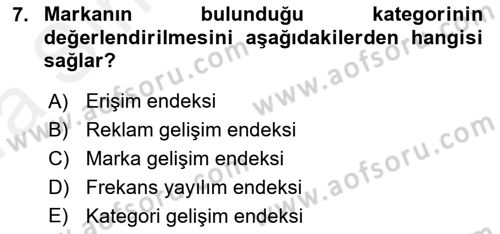 Medya Planlama Dersi 2018 - 2019 Yılı (Vize) Ara Sınav Soruları 7. Soru